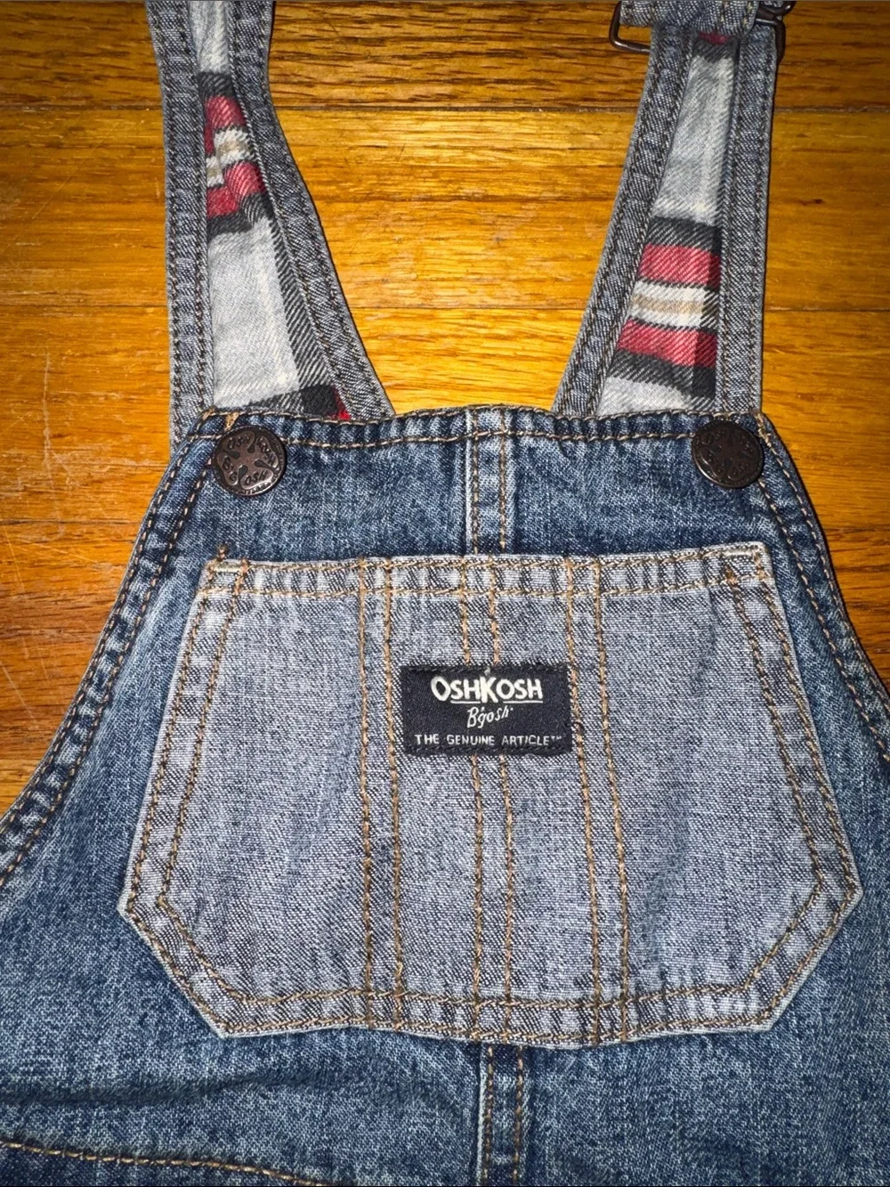 OshKosh B’Gosh Classic Distressed, Blue Denim, flannel lined Overalls Toddler